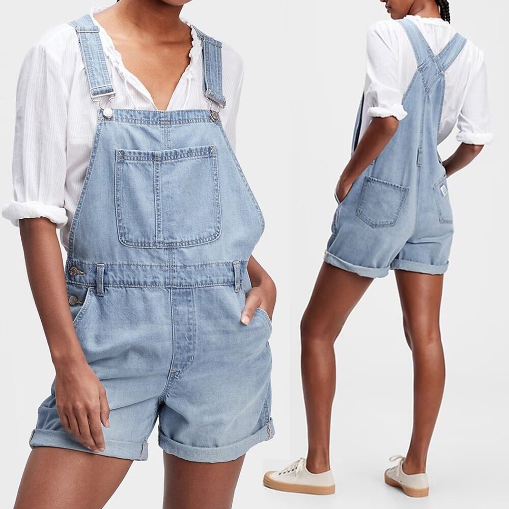 GAP Light Blue Jean Shorts Overalls